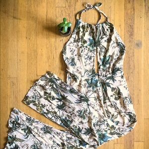 Free People Floral Halter Pantsuit Jumpsuit